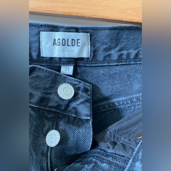 Agolde 90’s Jean Dark Denim Size 24 Distressed Button Fly 100% Cotton - Picture 6 of 8